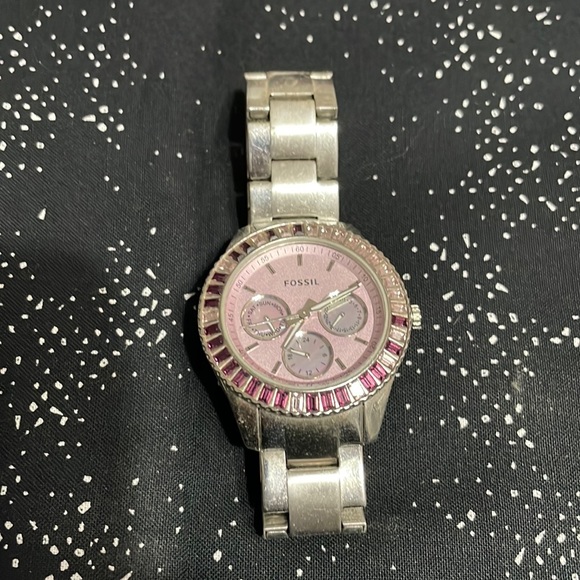 Fossil Accessories Fossil Watch Silver With Purple Face And White